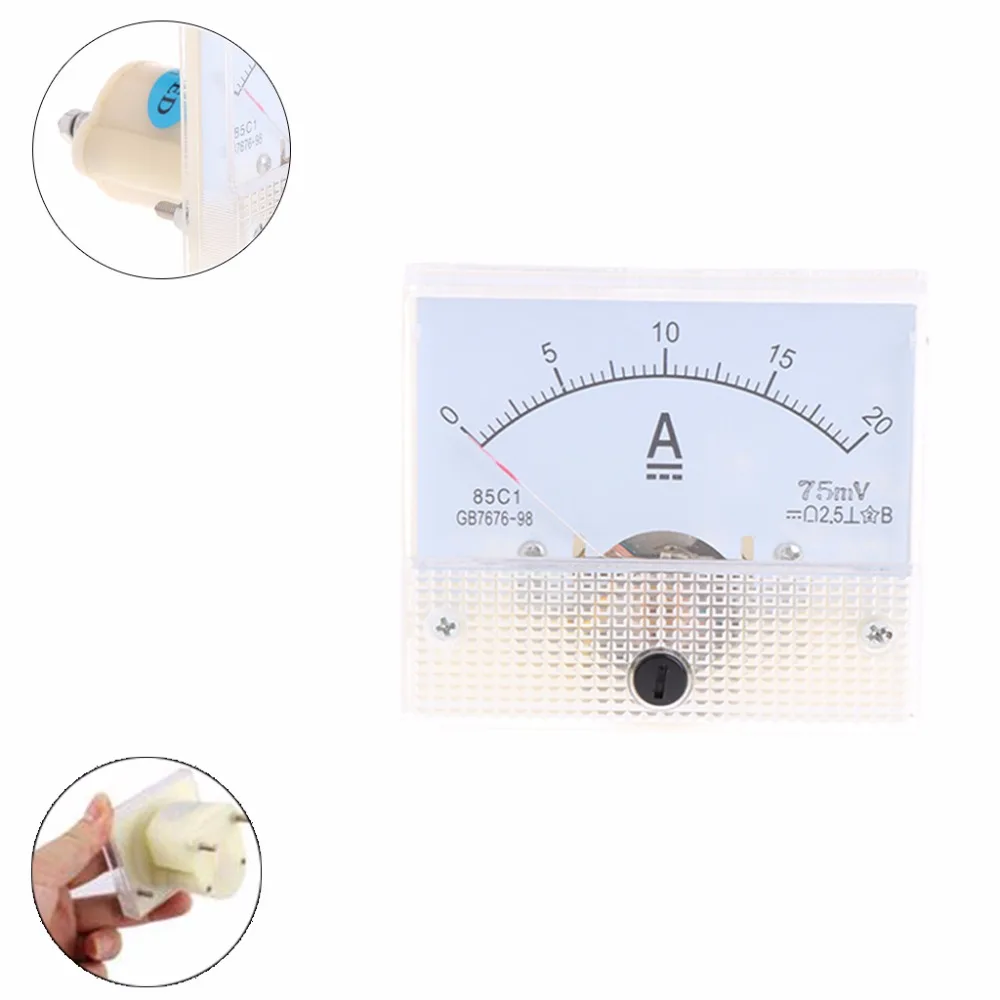 DC 0-20A Amperometer Dial Current Meter Tester Panel For Experiment Or Home Use Current Meter Test Tools
