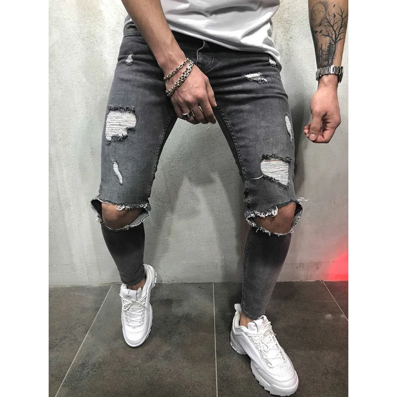 regular fit jeans New Ripped jeans for men Fashion casual slim denim pencil pants Men's clothing trousers S-4XL Drop shipping tapered fit jeans