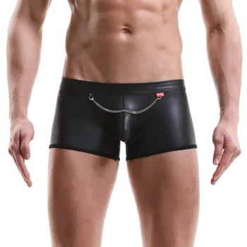 

Sexy Male Underpants BoxeR Men's Sexy Underpants Imitation Lacquer Leather Chain Pants Sexy Underwear Mens Underpants Boxers