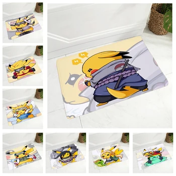 

Funny Pikachu Cos Japan Anime Naruto Doormat Super Soft Flannel Carpet for Kitchen Bedroom Non-Slip Decor Cartoon Floor Door Mat
