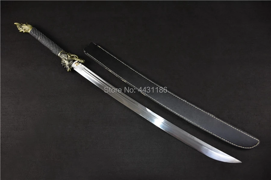 Chinese KungFu Broadsword Sword WuShu Wolf Head ZhanMa Dao Sharp High Manganese Steel Outdoors Fighting Knife Saber