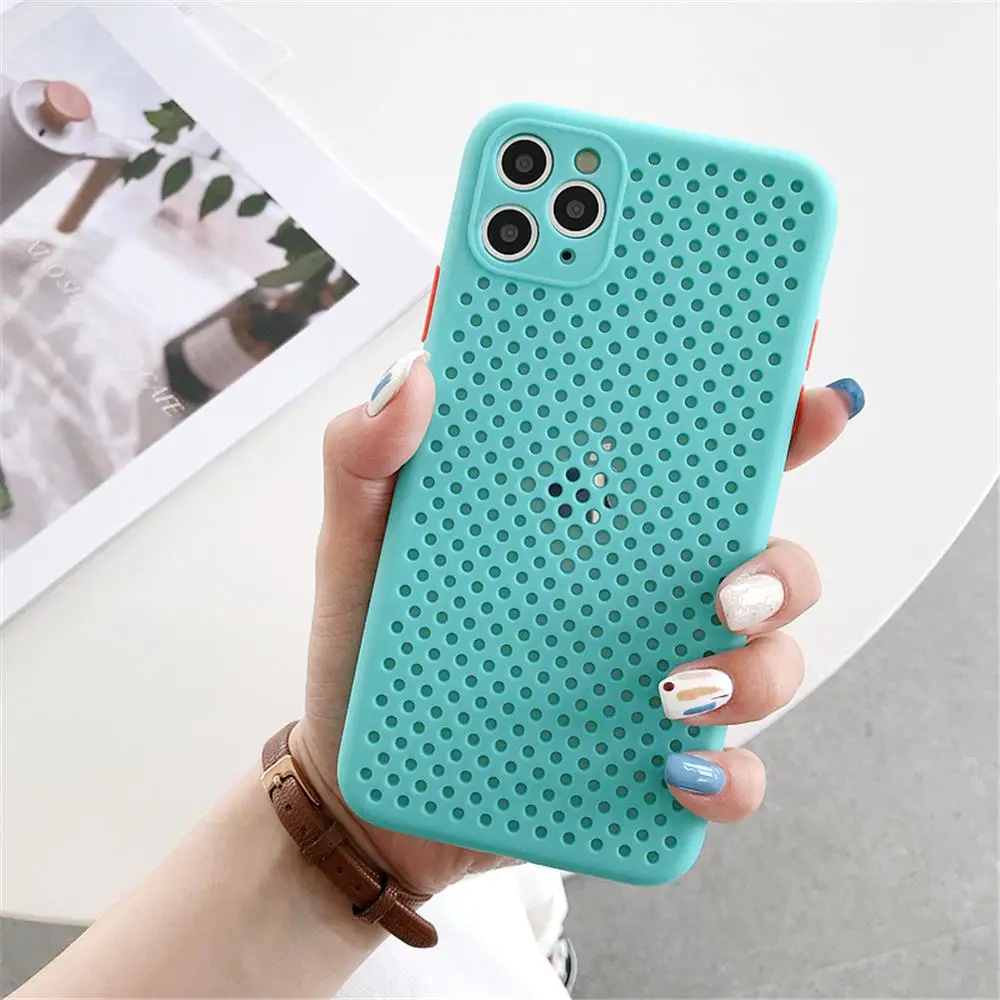 Breathable Hollow Case For iPhone 11 Pro max iPhone SE 2020 X XS MAX XR 8 7 6 6s Plus Cases Soft Silicone Heat Dissipation Cover iphone 11 Pro Max cover case