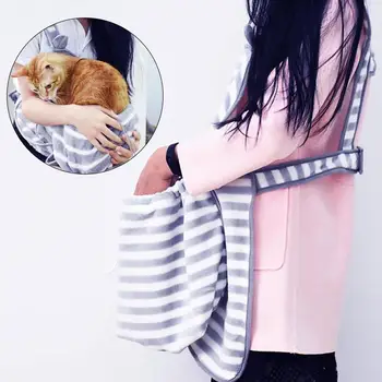 

White Stripes Coral Velvet Cat Cat Carrying Backpack Warm Pet Portable Bag Dog Clothes Pet Blanket Embrace Caress
