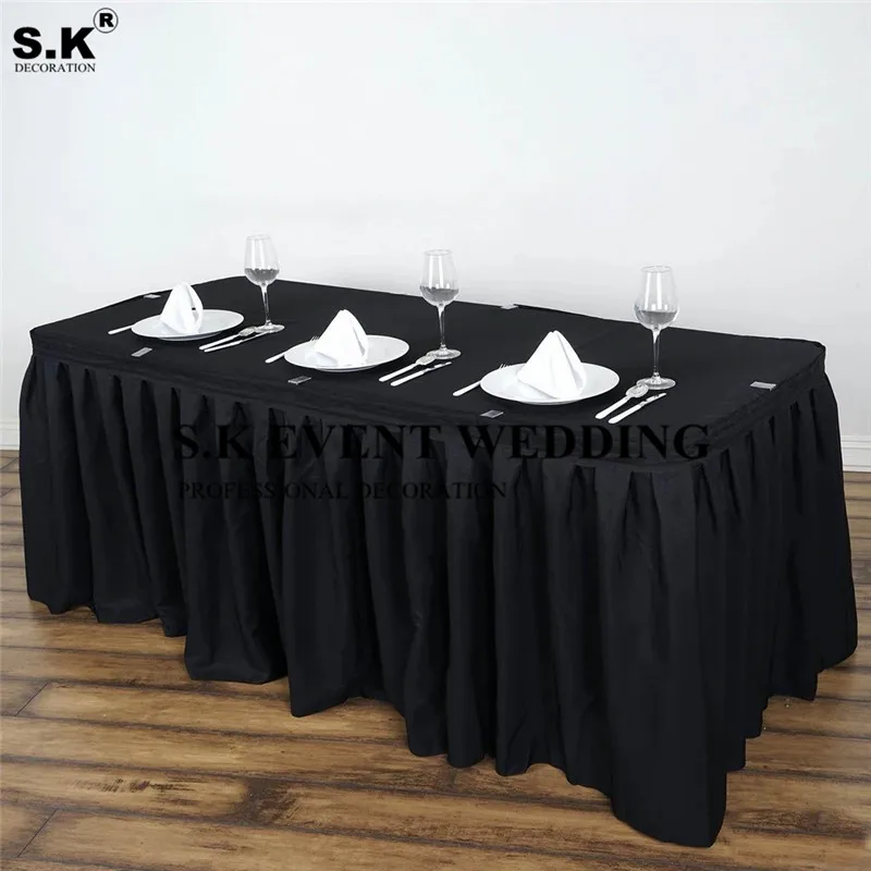 14 feet Red POLYESTER PLEATED TABLE SKIRT Tradeshow Wedding Catering Supplies 