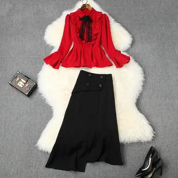 

High Quality Elegant Office Party Robe Long Asymmetrical Cocktail Vestidos Women Runway Designer Vintage Dress Suit Set