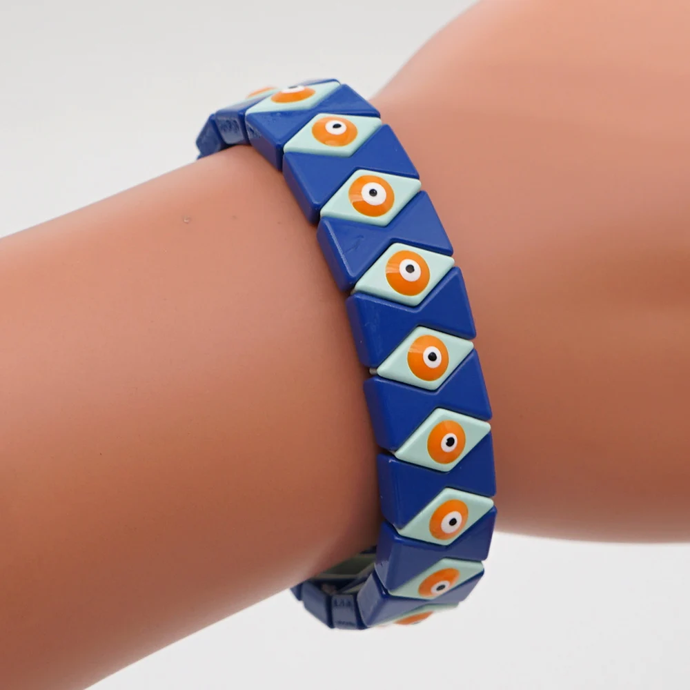 Shinus Ename плиточный браслет для мужчин от сглаза Pulsera Mujer Женская повязка ювелирные браслеты с турецким глазом Bileklik браслеты ручной работы