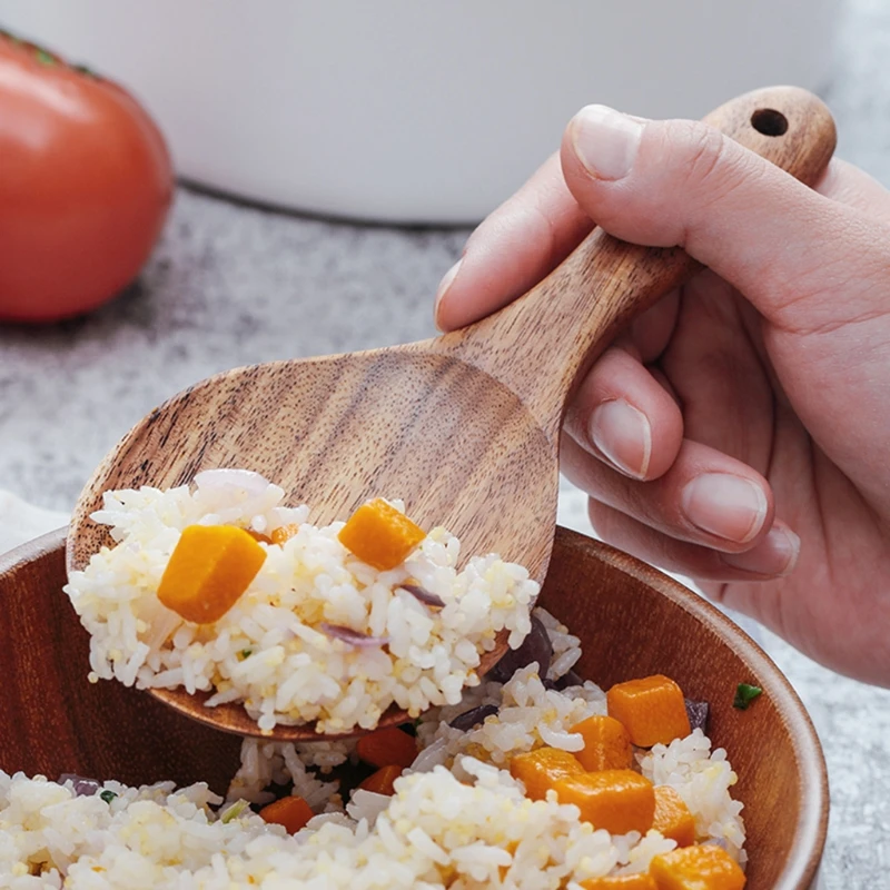 

Kitchen Long Handled Wooden Rice Spoon Utensils Cooking Tools