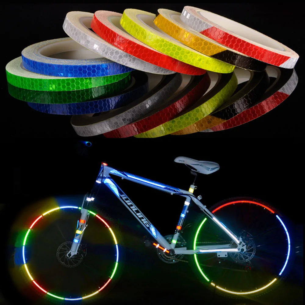 Reflective Tape Bicycle Stickers Decals Fluorescent Bike Wheel Strip Stickers Adhesive Safety Cycling Bike Warning Tape BC0123 (10)