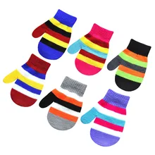 Милый, для новорожденных и малышей, Разноцветные теплые зимние перчатки с принтом для мальчиков и девочек