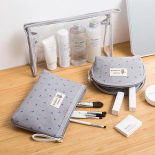 Корейский стиль Горячая распродажа Прозрачный ПВХ напечатанный три части косметичка маленькая Водонепроницаемая дорожная мытая багажная сумка