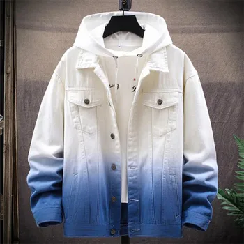 

Jacket Men Spring Autumn Denim Coat Top 2020 New Gradient Color Men Denim Jacket Large Size Single-Breasted Men Outerwear JIA507