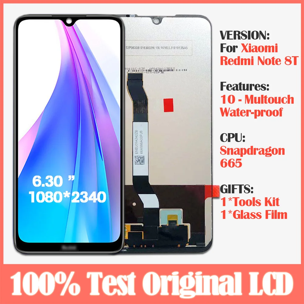 100% Оригинальный 6 3 &quotдля Xiaomi Redmi note 8T ЖК-дисплей + сенсорный экран Ditizer сборка