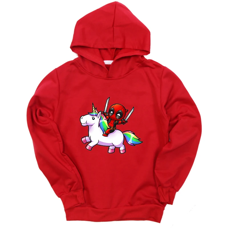New Spring Sweatshirt Cotton Deadpool Unicorn Print Kids Boys Girls Clothes Long Sleeve Hoodies Spring Autumn Casual Tops