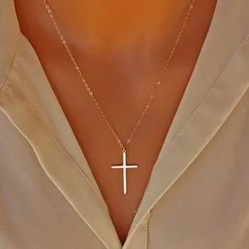 

Cross Necklaces Women Crosses Necklace For Woman Jewelry High Quality Girls Silver Color Classic Zinc Alloy Metal Collier Femme