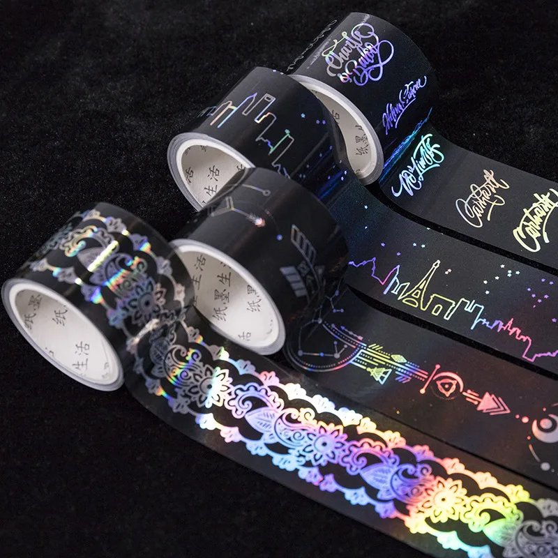 1 Roll Vintage Laser Washi Tape Masking Retro Planet Ocean Pattern Dairy Journal Decoration | Канцтовары для офиса и дома