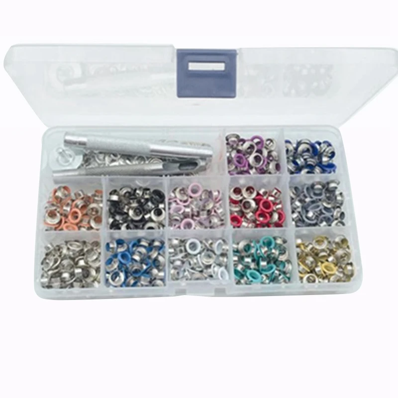 

Grommet Kit, 540 Sets 5mm Multi-Color Metal Eyelets Grommets Set with 3 Setting Tools (12 Colors)