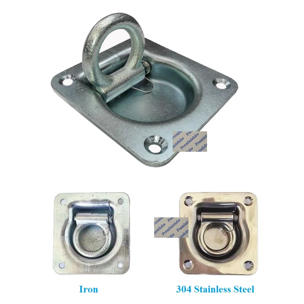 4pcs 300kg 660lbs Square Recessed Tie Down Spring Loaded D Ring Anchor Trailer Deliveries Deck Mount Iron Stainless Steel Hasps Aliexpress