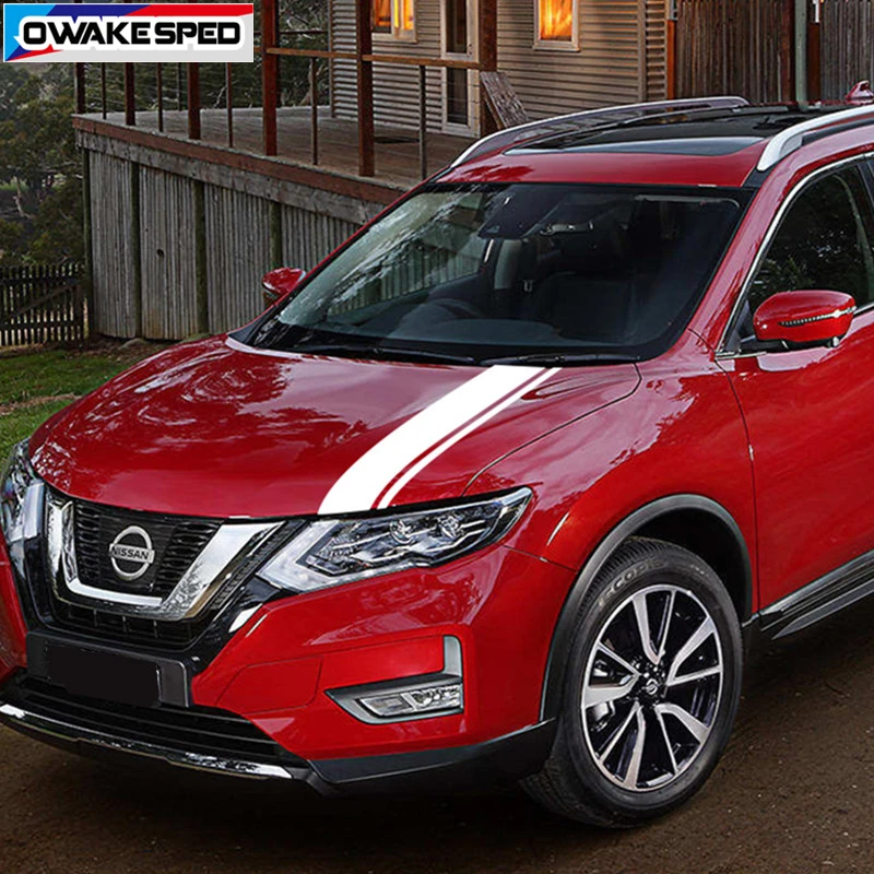 For Nissan X-Trail T31 T30 Car Bonnet Sport Stripes Racing Styling Auto Engine Cover Hood Decor Stickers Exterior Accessories  (1)