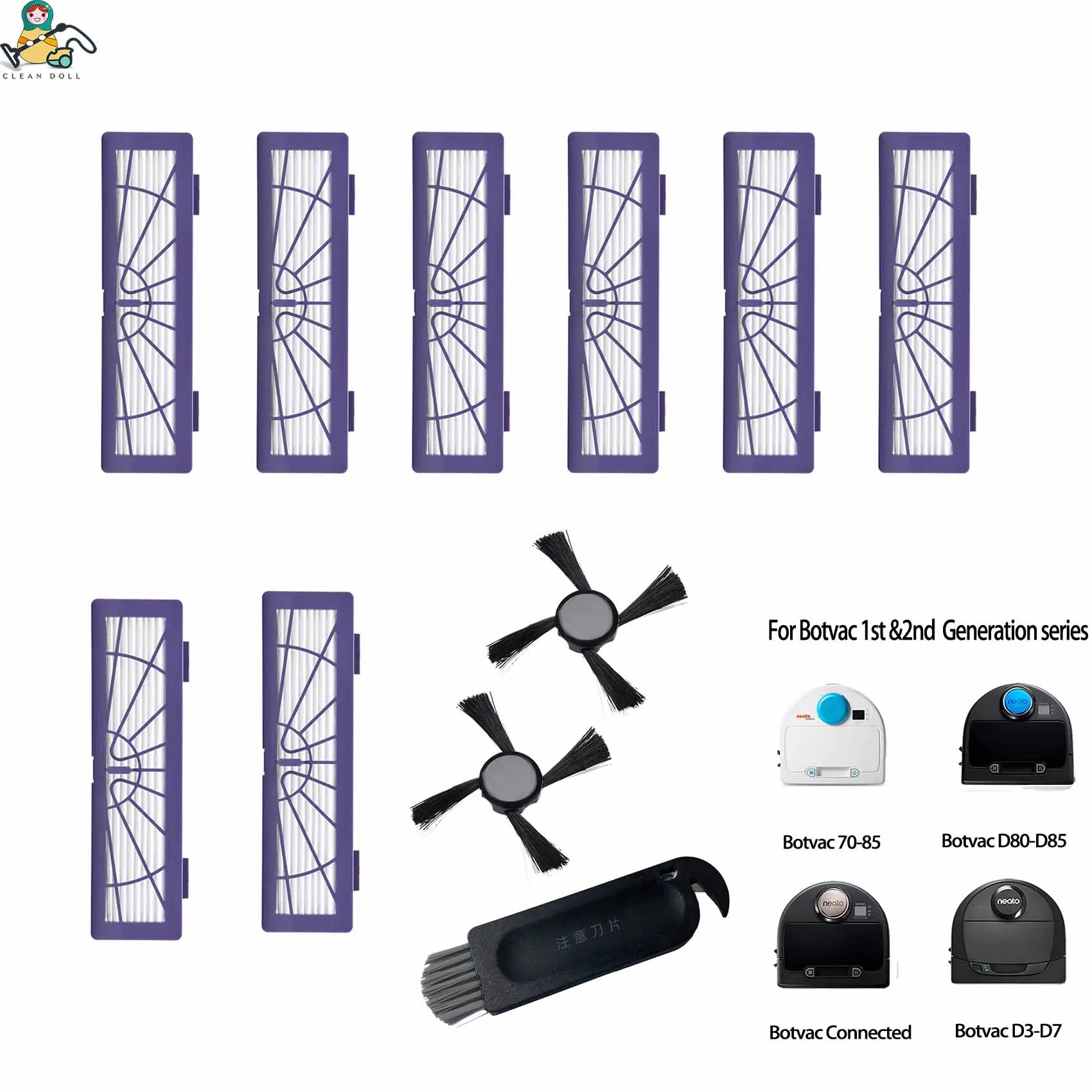 NEA-BV-COM-10PK Боковая щетка HEPA фильтр для Neato Botvac D3 D4 D5 D6 D7 D70 D75 D80 D85 подключенный Botvac все серии запчасти для пылесоса - Цвет: NEA-BV-COM-10PK