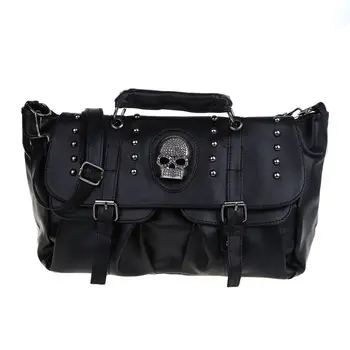 

Popular Fashion Womens Personalise Punk Rivet Skull Shoulder Bag Handbag Black