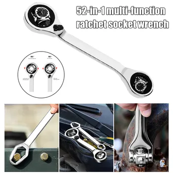 

52-in-1 Socket Wrench Spanner Works with Spline Bolts Square Damaged Bolts Adjustable Ratchet Wrench ds99