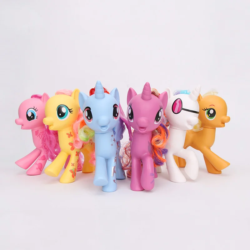 6 шт. 21 см игрушки My Little Pony Принцесса Селестия всех цветов радуги; платье маленькие пони Apple Jack ПВХ фигурки куклы пони и крылышками на спине и отдельны «Крылья» Рождество Gif