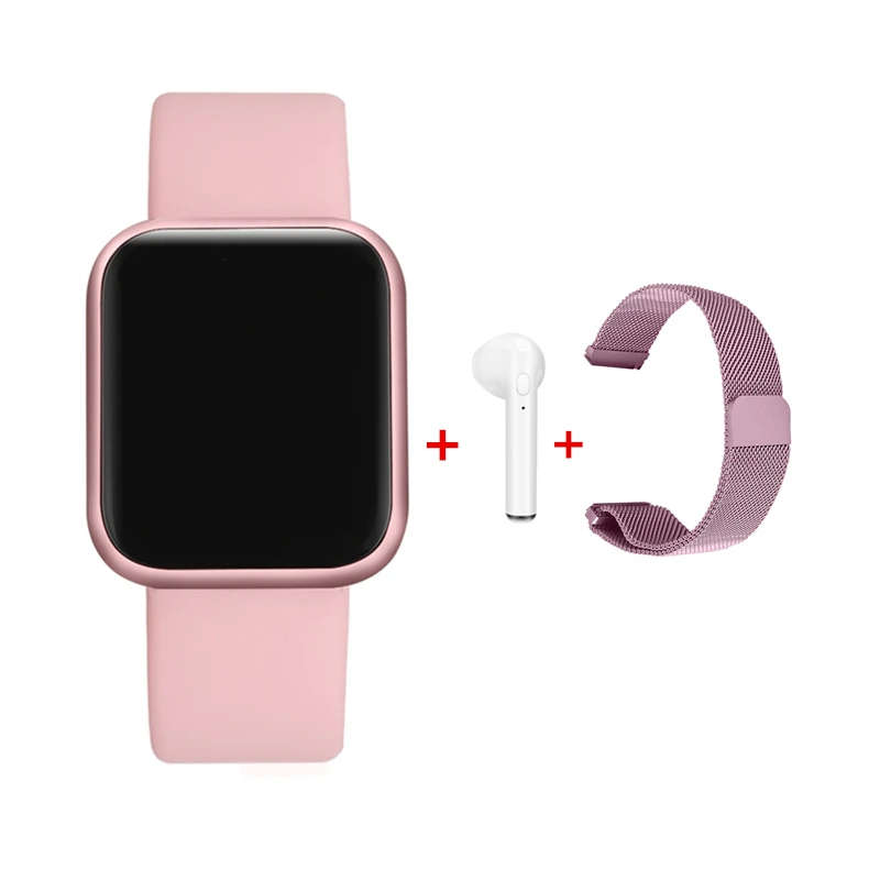 P80 Смарт часы для женщин IP68 Водонепроницаемый Полный сенсорный экран smartwatch монитор сердечного ритма для samsuang xiaomi huawei часы - Цвет: gold add i7headset