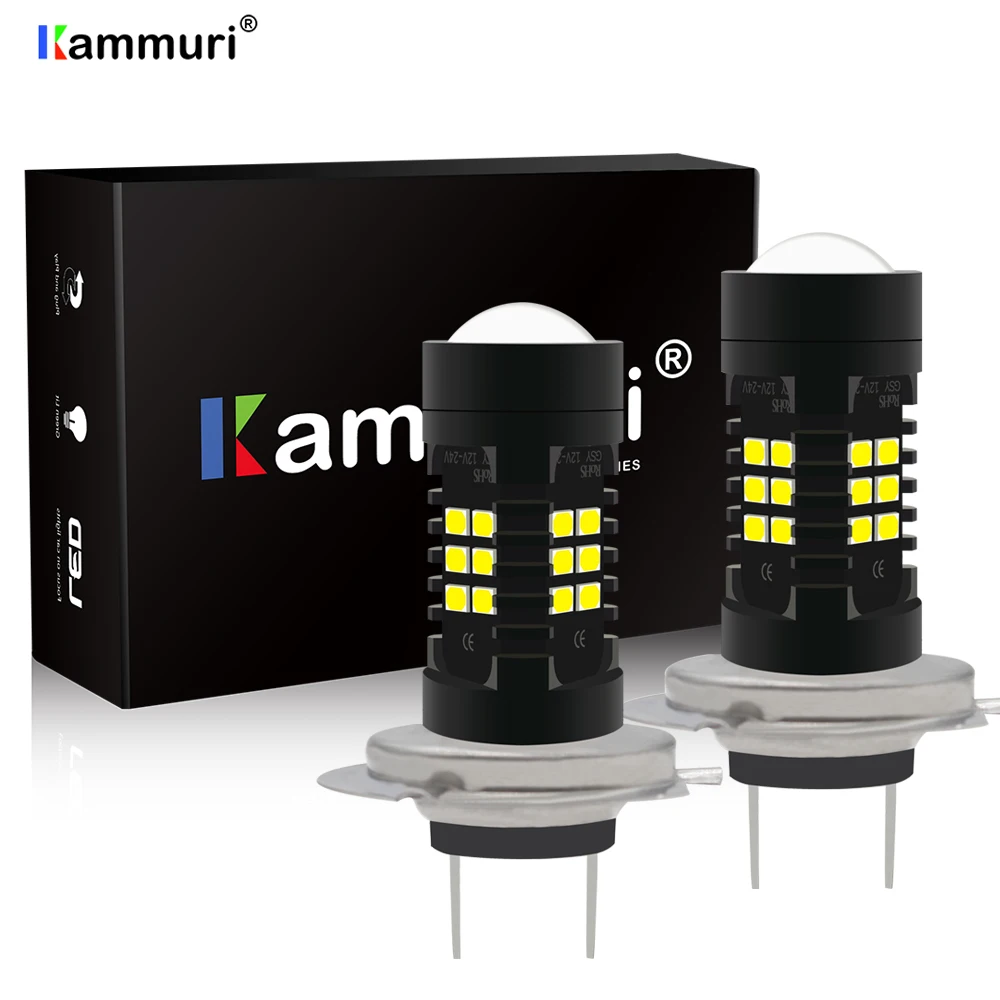 KAMMURI H7 светодиодный светильник супер яркий 12SMD Автомобильный светодиодный противотуманный фонарь для автомобилей дневные ходовые огни DRL 12 В Авто Лампа Белый Янтарный красный