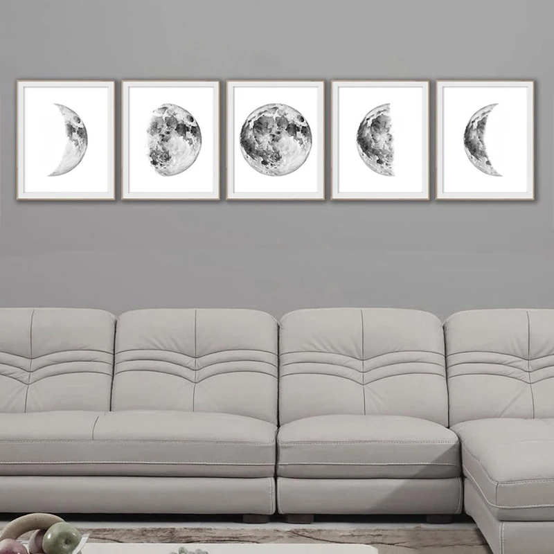 Black and White Moon Wall Art Canvas Painting Home Decoration