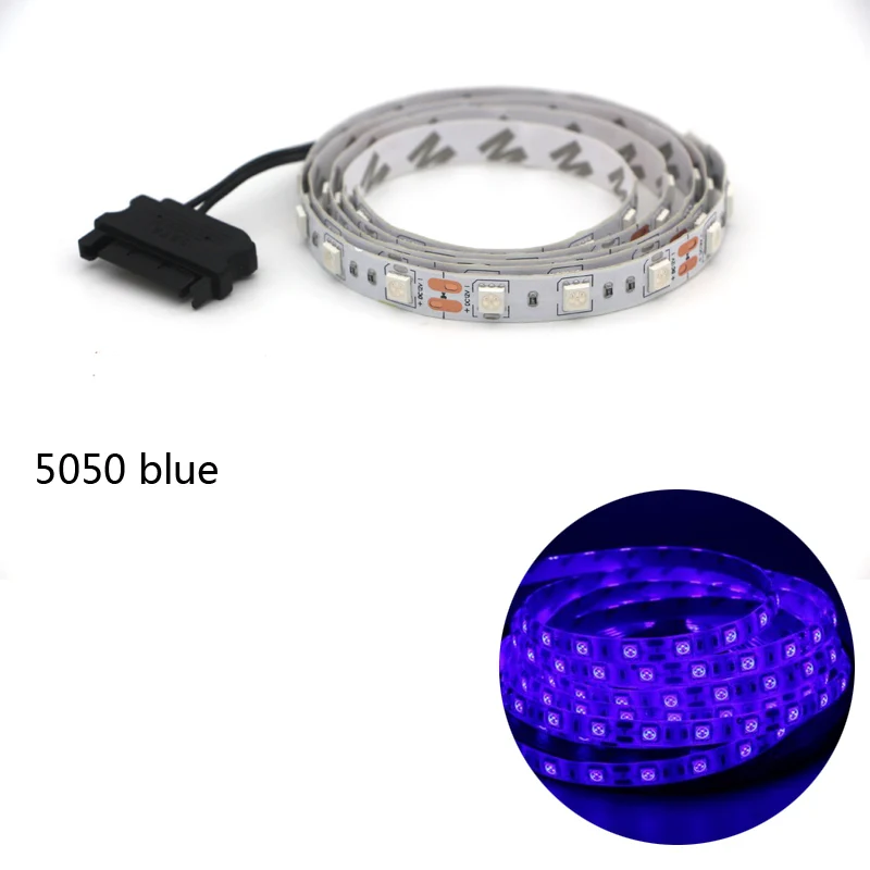 Сверх низкая цена интерфейс SATA 5050 Светодиодная лента 60 Светодиодный s/m монохромная Диодная лента полный комплект для компьютерный корпус для ПК 12 В Светодиодная лента - Испускаемый цвет: blue