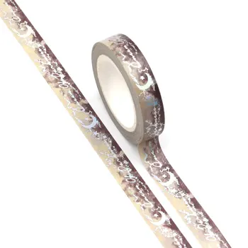 

1X NEW 10MM*10m halloween Silver Moon Stars foil washi tape stationery Adhesive Tape Scrapbooking tape masking tape stickers