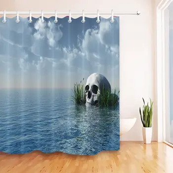 

Skull on the Ocean Shower Curtain Liner Bathroom Set Polyester Fabric Uniqued