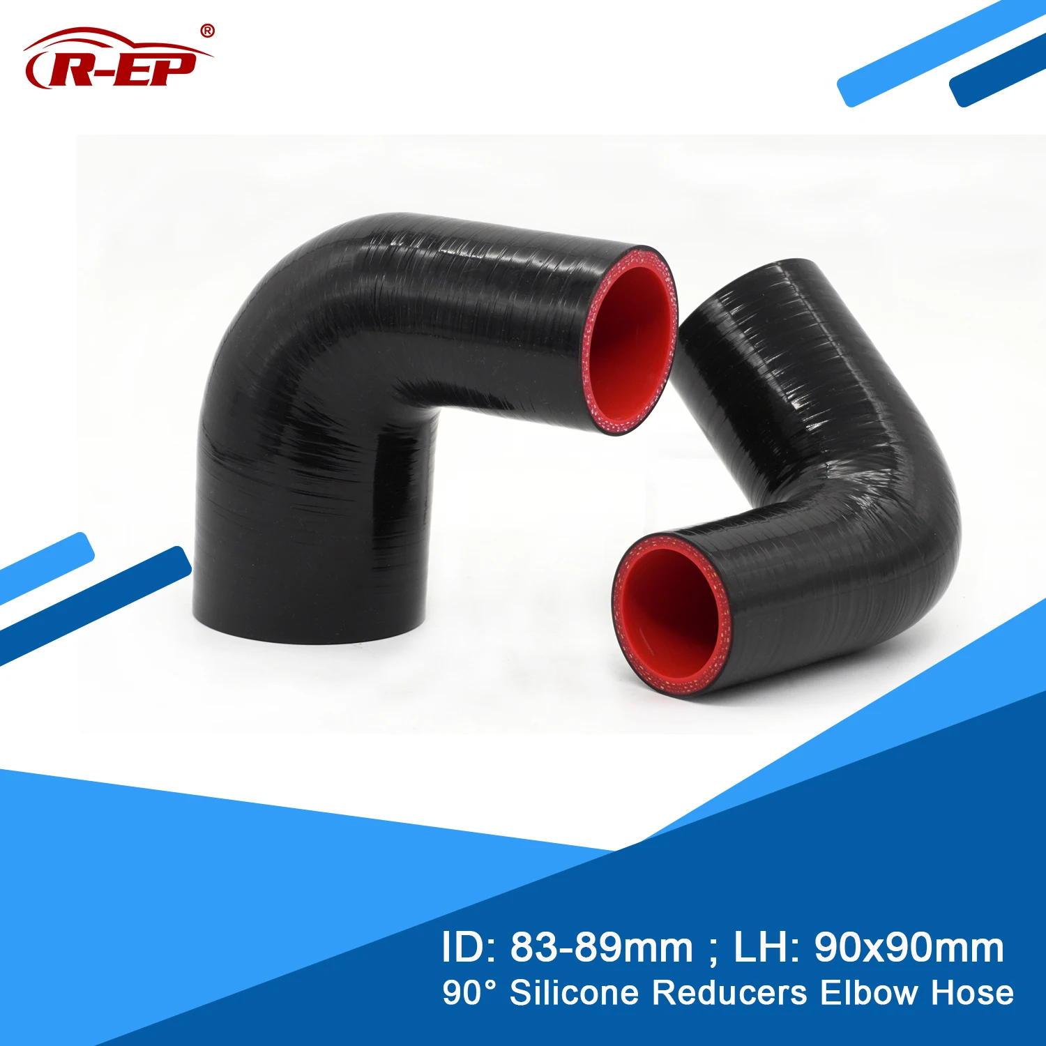 

R-EP 90 degrees Reducer Silicone Elbow Hose 83-89MM New Silicone Air Intake Pipe for Intercooler Pipingfo High Temperature