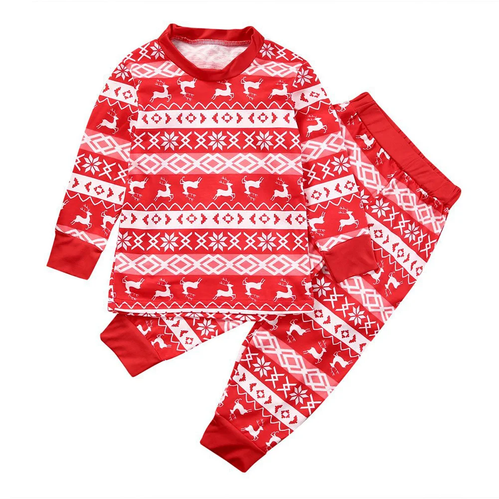 

Holiday Two-pieces Long Sleeve Home Nightwear Gift Autumn Baby Adult Kids Family Pajamas Set Cotton Blend Christmas Printed