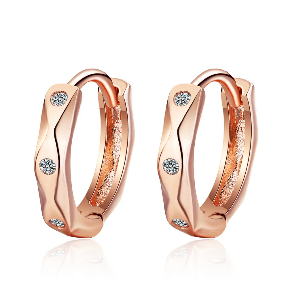 gold earrings Индивидуальный дизайн, Простое розовое золото, в виде колец геометрической формы, серьги, 925 пробы, серебро, циркон, кольца для женщин, девушек, вечерние, подарок - Окраска металла: gold earrings