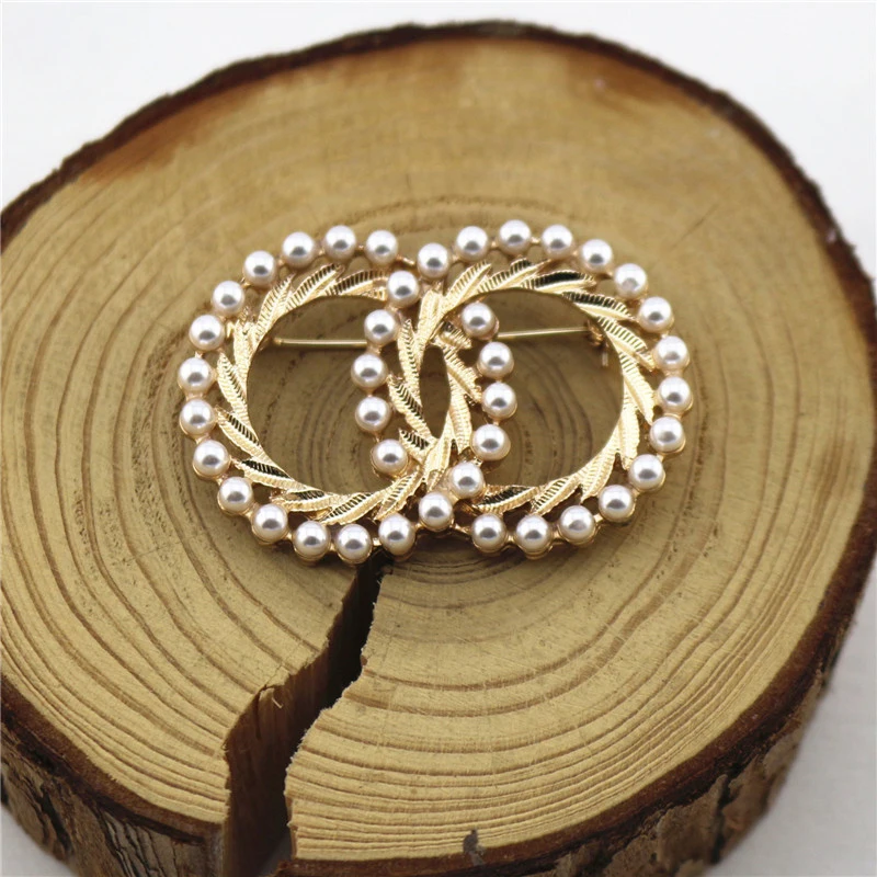 Падение эмаль близнецов круглый цвета: золотистый розовый имитация жемчуга