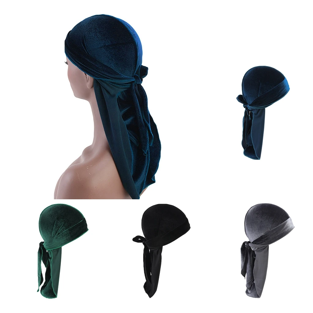 4 Pieces Premium Silky Men Women Durag Hat Wave Cap Casual Bandana Durag