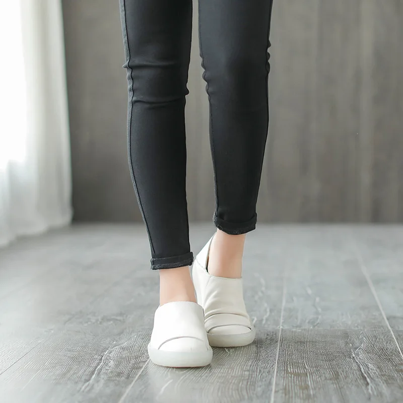 

Artistic Full-grain Leather Low-top Shoes Women's Summer New Style Three Wear Simple Jelly Rubber Sole Solid Color Shoes