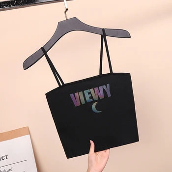 

Camis Sling Female Outer Wear INS Short Section High Waist Slim Bottoming Knit Top Sleeveless Inside Out Wear Streetwear 30BX