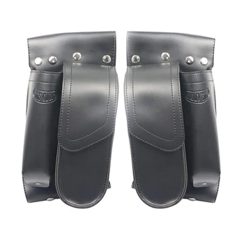 

Motorcycle Pu Leather Left Right Side Saddlebag Guard Bag with Water Drink Bottle Holder for Harley Touring Electra Street Tri G