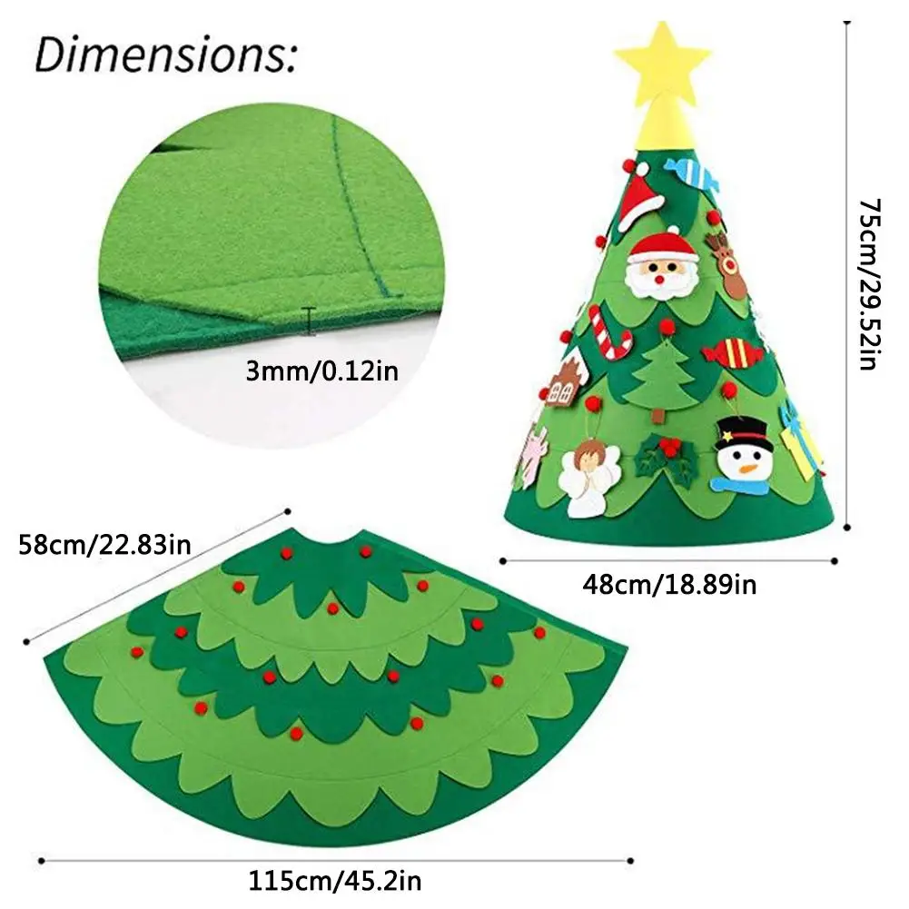 Navidad DIY Войлок Рождественская елка Снеговик с орнаментом поддельная Рождественская елка детские игрушки Рождественская вечеринка украшение год 4p
