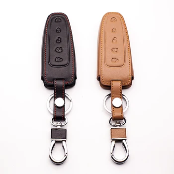 

Classic design Leather Case Remote Key Chains Holder Cover Key Case Fob For Ford Edge 5 Smart Key 5 Buttons L216 protect shell