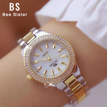 

New Luxury Brand lady Crystal Watch Women Dress Watch Fashion Rose Gold Quartz Watches Female Stainless Steel Wristwatches