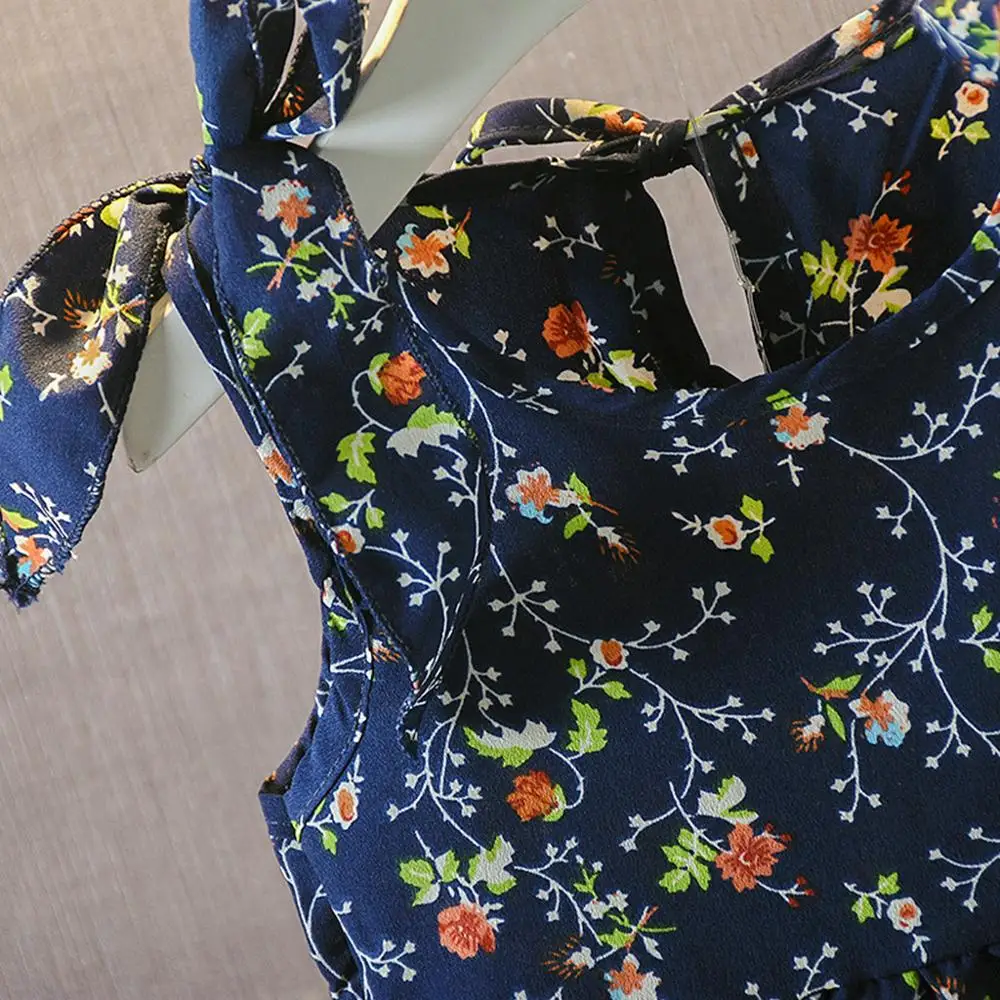 Зимнее платье для малышей Vestido без рукавов с бантом и цветочным рисунком