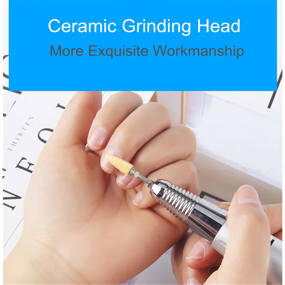 2.35mm Bullet Ceramic Nail Drill Bit Rotate Burr Milling Cutter Bits For Manicure Pedicure Nail Art Tools Remove Nail Polish