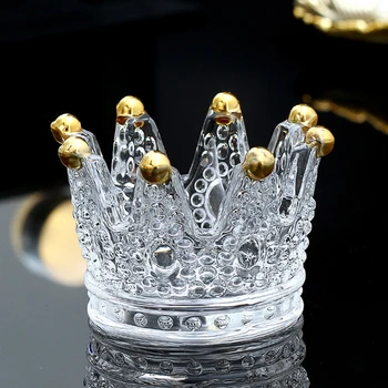 

Washable Practical Makeup Sponge Holders Bathroom Glass Storage Dresser Display Transparent Puff Cosmetic Ashtray Crown Shape