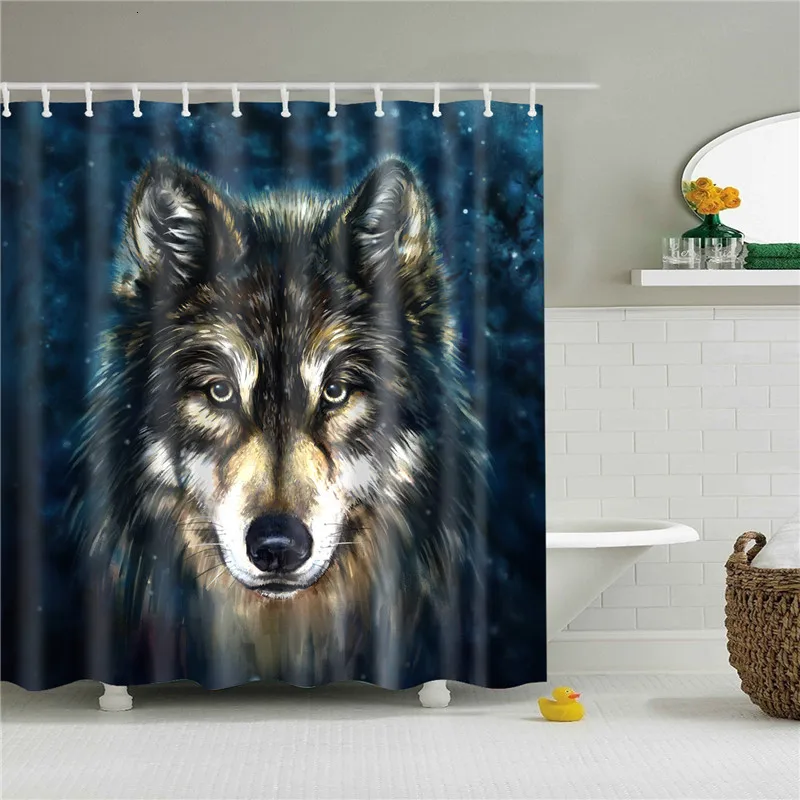 Скандинавский волк занавеска для душа s животные для ванной занавес Cortina высокое качество водонепроницаемый полиэстер для ванной комнаты с 12 Крючки ПВХ - Цвет: TZ170641