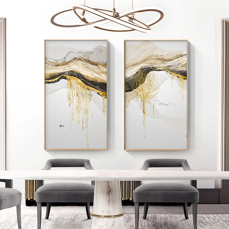 Gold Sun /& Landscape Gorgeous Printed Wrap Framed Canvas Wall Art Paper Print