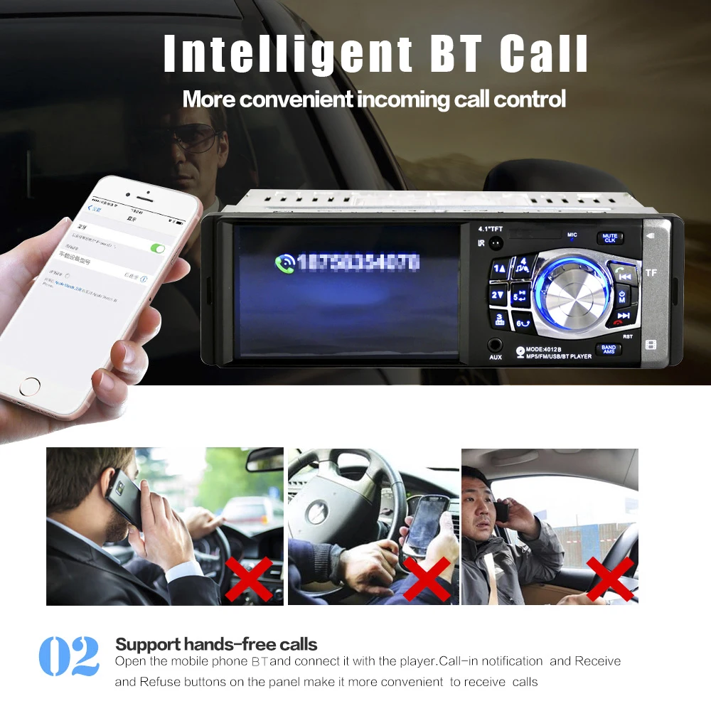 Best Universal 4.1" 1 Din Car Audio Auto Radio Stereo MP5 Player FM BT 2.0 Support Rear View Camera USB Steering Wheel Remote Control 7