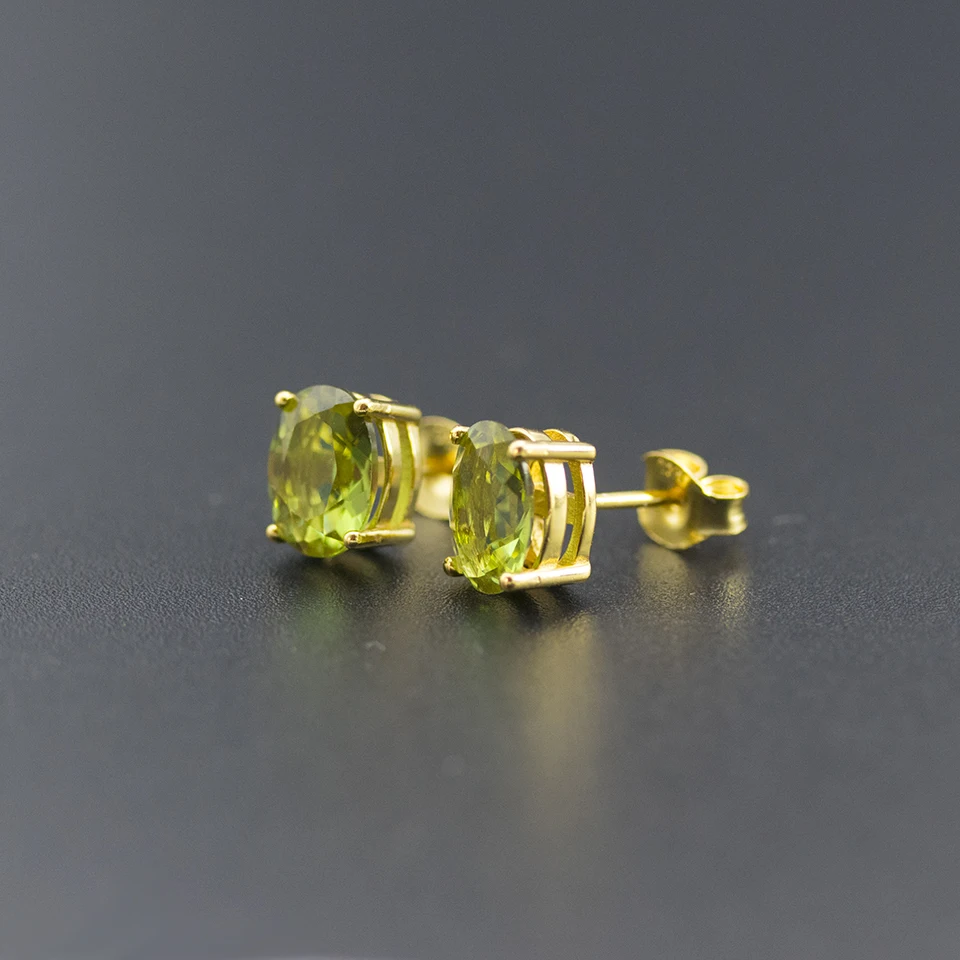 Yellow gold color Bolai, простые серьги-гвоздики из зултанита, Стерлинговое Серебро 925 пробы, овальные 8*6 мм, меняющие цвет, ювелирные изделия с нано-диаспорами для женщин и девушек - Цвет камня: Yellow gold color